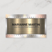 Gold Aluminium Silver geborsteld | Metalen rivette Visitekaartje (Voorkant)