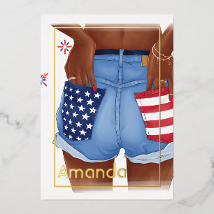 Gold American Birthday Party Folie Uitnodiging