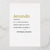 Gold American Birthday Party Folie Uitnodiging (Achterkant)