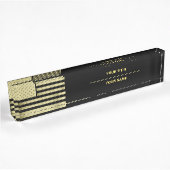 Gold American Flag Naambordje