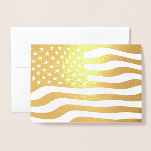 Gold American Flag USA Folie Kaarten (Voorkant met envelop)