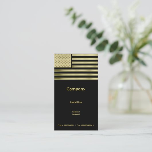 Gold American Flag Visitekaartje (Staand voorkant)