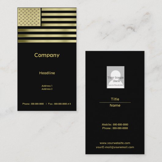 Gold American Flag Visitekaartje (Voorkant / Achterkant)