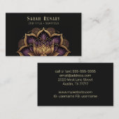 Gold & Amethyst Lotus Flower Black Visitekaartje (Voorkant / Achterkant)