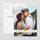 Gold Ampersand Foto Bewaar de datum Aankondigingskaart (Voorkant / Achterkant)