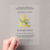 Gold Ampersand Olive Branch Wedding Acryl Uitnodigingen (Insitu (Draagbaar))