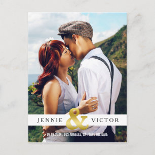 Gold Ampersand Photo Save the Date Aankondigingskaart