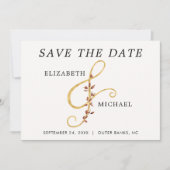 Gold Ampersand Simple Fall Weduwfoto Save The Date (Voorkant)