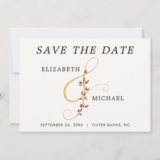 Gold Ampersand Simple Fall Weduwfoto Save The Date (Voorkant)