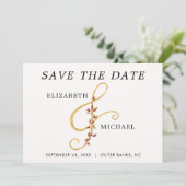 Gold Ampersand Simple Fall Weduwfoto Save The Date (Staand voorkant)
