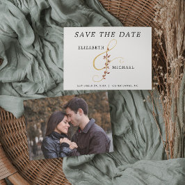 Gold Ampersand Simple Fall Weduwfoto Save The Date
