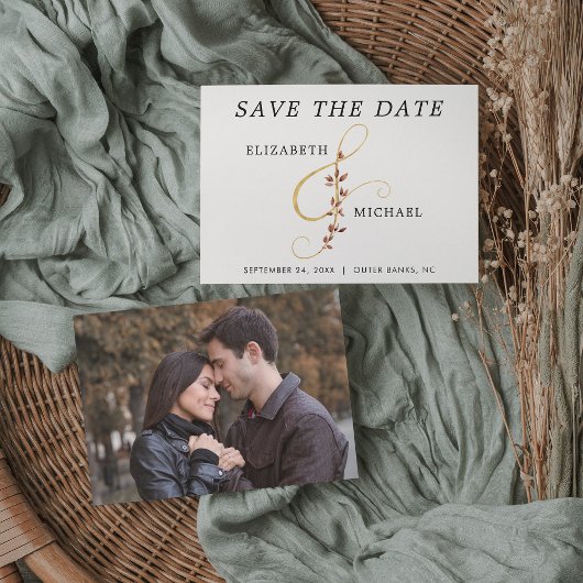 Gold Ampersand Simple Fall Weduwfoto Save The Date