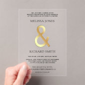 Gold Ampersand Wedding Acryl Uitnodigingen (Insitu (Draagbaar))