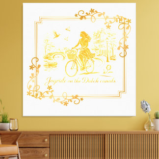 Gold Amsterdam Arched Bridges Charm Canvas Afdruk