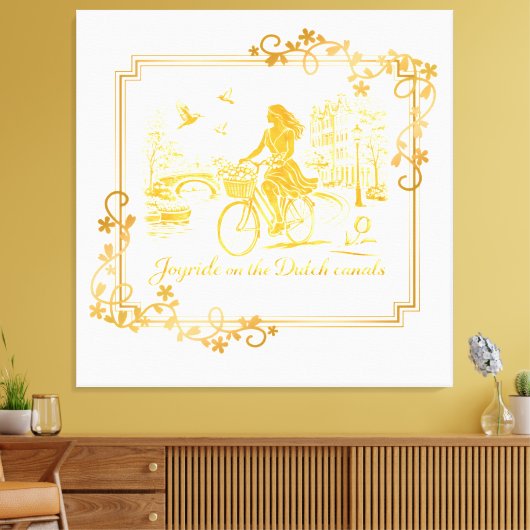 Gold Amsterdam Arched Bridges Charm Canvas Afdruk (Insitu (Woonkamer))