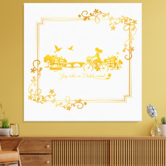 Gold Amsterdam Arched Bridges Charm Canvas Afdruk