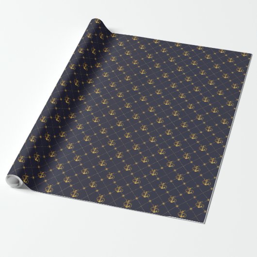 Gold Anchor Cadeaupapier (Uitgerold)