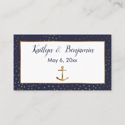 Gold Anchor Confetti, marinescheepvaart Dank je we Informatiekaartje (Achterkant)