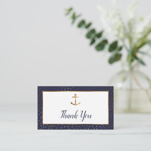 Gold Anchor Confetti, marinescheepvaart Dank je we Informatiekaartje (Staand voorkant)