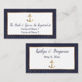 Gold Anchor Confetti, Navy Wedding Registry Kaarte Informatiekaartje (Voorkant / Achterkant)