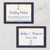 Gold Anchor-Confetti op marinevergaderende interne Informatiekaartje (Voorkant / Achterkant)