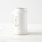 Gold Anchor Custom Nautical Beer Stein Bierpul (Voorkant links)