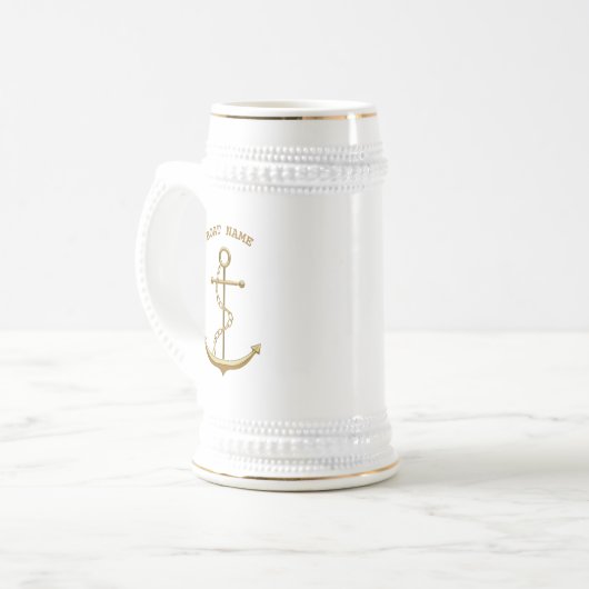 Gold Anchor Custom Nautical Beer Stein Bierpul (Voorkant links)