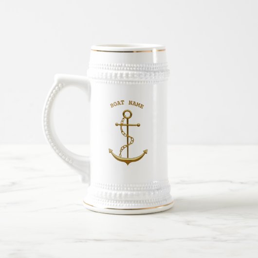 Gold Anchor Custom Nautical Beer Stein Bierpul (Links)