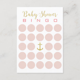 Gold Anchor Cute 5x5 Baby shower Bingo Kaart