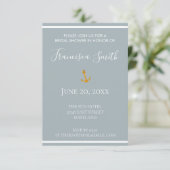 Gold Anchor Grey Nautical Bridal Shower RSVP Kaartje (Staand voorkant)