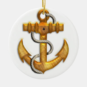 Gold Anchor Keramisch Ornament