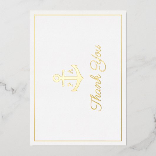 Gold Anchor Monogram Nautical Wedding You Kaart (Voorkant)