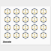 Gold Anchor Nautical Navy Stripes Envelope Seal Ronde Sticker (Vel)