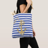 Gold Anchor Nautical Tote Bag (Dichtbij)