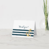 Gold Anchor Nautisch Baby shower Dank u Bedankkaart (Voorkant)
