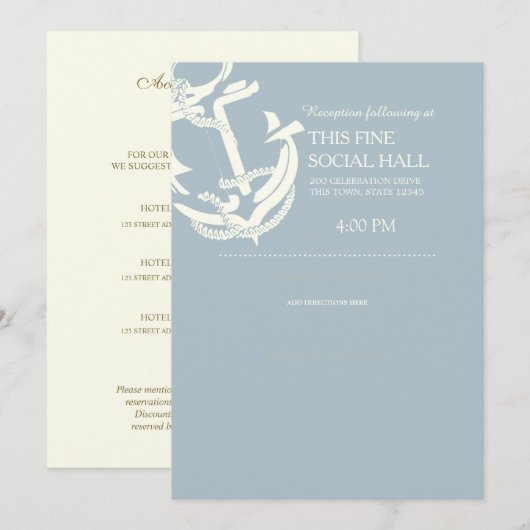 Gold Anchor Nautische Huwelijksaccommodatie Kaart (Voorkant / Achterkant)