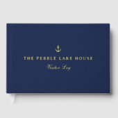 Gold Anchor Navy Blue Nautical Visitor Log Gastenboek (Voorkant)