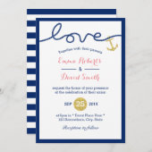 Gold Anchor Navy Blue Nautical Wedding Kaart (Voorkant / Achterkant)