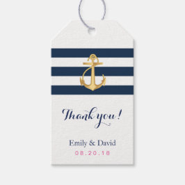 Gold Anchor Navy Stripes Nautical Wedding Favor Cadeaulabel