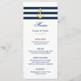 Gold Anchor Navy Stripes Nautical Wedding Menu