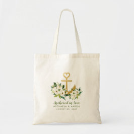 Gold Anchor Personalized Nautical Wedding Tote Bag