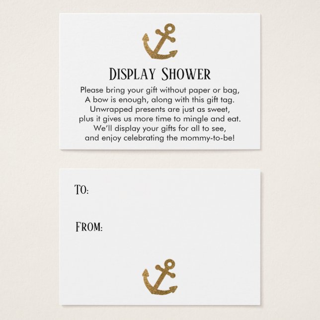 Gold Anchor Simple Display Shower-kaart Visitekaartje (Voorkant /achterkant)