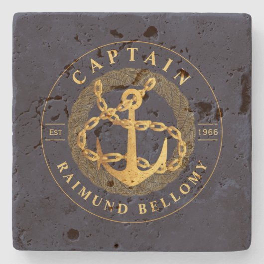 Gold Anchor Stone Onderzetter (Voorkant)