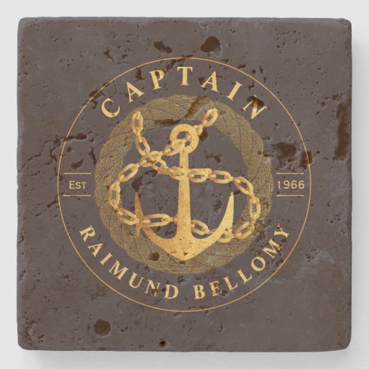 Gold Anchor Stone Onderzetter (Voorkant)