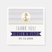 Gold anchor & strees nautical bruiloft servetten (Voorkant)