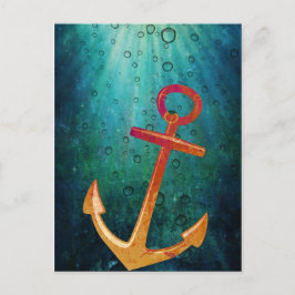 Gold Anchors Away Nautical Briefkaart