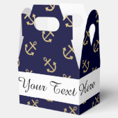 Gold Anchors Navy Blue Background Pattern Bedankdoosjes (Geopend)