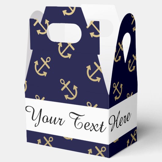 Gold Anchors Navy Blue Background Pattern Bedankdoosjes (Geopend)