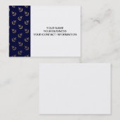Gold Anchors Navy Blue Background Pattern Visitekaartje (Voorkant / Achterkant)