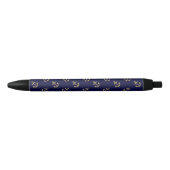 Gold Anchors Navy Blue Background Pattern Zwarte Inkt Pen (Voorkant)